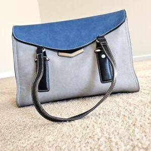 Vegan leather business blue grey black bag
